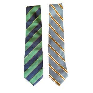 Lands' End Vintage Classic Stripe 100% Silk Tie Bundle
